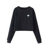Alien Printed Long-sleeved Women Sweatshirt 2017 New Autumn Velvet Hoodie Loose Casual Short Sweatshirts Crop Top
