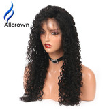 ALICROWN Kinky Curly Lace Front Human Hair Wigs For Black Women Brazilian Remy Hair Lace Wigs With Baby Hair Bleached Knots