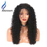 ALICROWN Kinky Curly Lace Front Human Hair Wigs For Black Women Brazilian Remy Hair Lace Wigs With Baby Hair Bleached Knots
