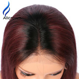 Alicrown T1B/Burgundy Ombre Hair Bob Wigs Lace Front Human Hair Wigs For Black Women Brazilian Remy Hair Pre-Plucked Hairline