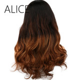 ALICE Pre Plucked Full Lace Human Hair Wigs For Black Women 10-24'' Remy Hair Glueless Brazilian Ombre Lace Wig Bleached Knots