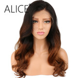 ALICE Pre Plucked Full Lace Human Hair Wigs For Black Women 10-24'' Remy Hair Glueless Brazilian Ombre Lace Wig Bleached Knots