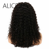 ALICE 150 Density Lace Frontal Wigs Pre Plucked Natural Color Kinky Curly Remy Hair Brazilian Lace Front Wigs 8-24 Inches