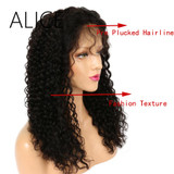 ALICE 150 Density Lace Frontal Wigs Pre Plucked Natural Color Kinky Curly Remy Hair Brazilian Lace Front Wigs 8-24 Inches