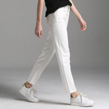 Alice & Elmer White Boyfriend Jeans For Women Jeans Pants Women Mid-Waist Denim Jeans Female Pants