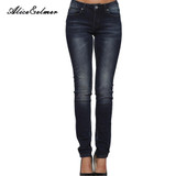 Alice & Elmer Skinny Women Jeans Woman Jeans For Girls Stretch Mid Waist Jeans Female Pants