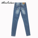 Alice & Elmer Mid Waist Skinny Women Jeans Woman Jeans For Girls Stretch Jeans Female Pants