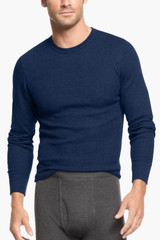 Alfani Navy Thermal Knit Waffle Crew-Neck Shirt
