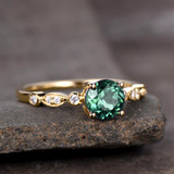 Alexandrite Color Change Engagement Ring 14k Yellow Gold Diamond Wedding Band Antique Anniversary Gift Round Cut White Rose Gold