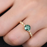 Alexandrite Color Change Engagement Ring 14k Yellow Gold Diamond Wedding Band Antique Anniversary Gift Round Cut White Rose Gold