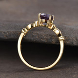 Alexandrite Color Change Engagement Ring 14k Yellow Gold Diamond Wedding Band Antique Anniversary Gift Round Cut White Rose Gold