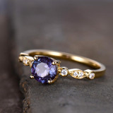 Alexandrite Color Change Engagement Ring 14k Yellow Gold Diamond Wedding Band Antique Anniversary Gift Round Cut White Rose Gold