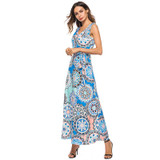 ALABIFU Long Summer Dress For Women 2018 Sexy Sleeveless Beach Maxi Dress Elegant Floral Print Party Dresses Female vestidos 2XL