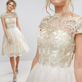 ALABIFU 2018 Vintage Summer Dress Women Sexy Hollow Out Lace Dress Elegant Casual Short Sleeve Ball Gown Party Dresses vestidos