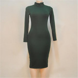 AKSLXDMMD New Women Autumn Winter Sexy Club Mid-long Dress Pencil Bodycon Bandage Party Dresses Slim Plus Size Vestidos QH243