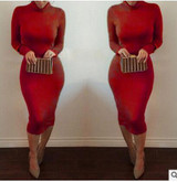 AKSLXDMMD New Women Autumn Winter Sexy Club Mid-long Dress Pencil Bodycon Bandage Party Dresses Slim Plus Size Vestidos QH243