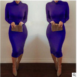 AKSLXDMMD New Women Autumn Winter Sexy Club Mid-long Dress Pencil Bodycon Bandage Party Dresses Slim Plus Size Vestidos QH243