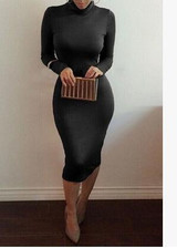 AKSLXDMMD New Women Autumn Winter Sexy Club Mid-long Dress Pencil Bodycon Bandage Party Dresses Slim Plus Size Vestidos QH243