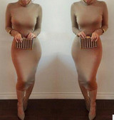 AKSLXDMMD New Women Autumn Winter Sexy Club Mid-long Dress Pencil Bodycon Bandage Party Dresses Slim Plus Size Vestidos QH243