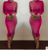 AKSLXDMMD New Women Autumn Winter Sexy Club Mid-long Dress Pencil Bodycon Bandage Party Dresses Slim Plus Size Vestidos QH243