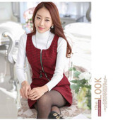 AKSLXDMMD 2017 New Spring Woolen Women's Dress Thousand Birds Vest Dresses Slim Basic Office Dress Large Size Vestidos LH524