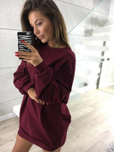 VITIANA Women Casual Hoodies Dress Female Autumn Black Long Sleeve Loose Hoodies Sweatshirts Pullover Short Dresses Harajuku