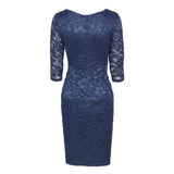 VITIANA Women Autumn Red Blue Patchwork Lace Dresses Sexy Half-Sleeve V-neck Sheath Evening Bodycon Party Dress Vestidos