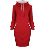 VITIANA Women Autumn Winter Long sleeve Dress Black Red Pullovers Winter Hoodie Dresses Female Elegant Knee length Thin Clothes