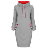 VITIANA Women Autumn Winter Long sleeve Dress Black Red Pullovers Winter Hoodie Dresses Female Elegant Knee length Thin Clothes