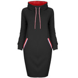VITIANA Women Autumn Winter Long sleeve Dress Black Red Pullovers Winter Hoodie Dresses Female Elegant Knee length Thin Clothes