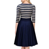 VITIANA Women Slimming Clothing Autumn Casual Striped Bodycon Dress Striped Patchwork O-Neck Office Dresses Vestidos de festa