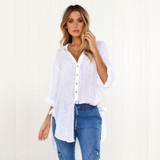 VITIANA Women Fashion Loose Casual Tops Blouse Female 2018 Summer Autumn Long Sleeve White Loose Shirts Ladies Button Blusas