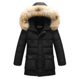 2017 Children Down Jacket Fur Hooded Down Coats For Boys Long Warm Thicken Winter White Duck Down Outerwear For Teenage Clothes