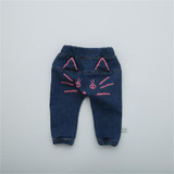 2017 Children Denim Pants Spring Autumn Newborn Baby Boy Girls Solid Ear Cat Jeans Kids Clothes Cotton Kids Casual Trousers A662