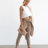 2017 Chiffon high Waist Harem Pants Women Stringyselvedge Summer Style Casual Pants Female Black Trousers Plus size S3