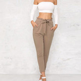 2017 Chiffon high Waist Harem Pants Women Stringyselvedge Summer Style Casual Pants Female Black Trousers Plus size S3