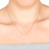 New GEMINI Zodiac Necklace in 22ct Rose Gold and Zircons