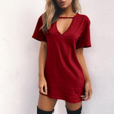 LASPERAL Summer T Shirt Dress 2017 Women Deep V Neck Short Sleeve Sexy Party Dress Casual T-Shirt Solid Dress Vestidos Femininos LASPERAL Summer T Shirt Dress 2017 Women Deep V Neck Short Sleeve Sexy Party Dress Casual T-Shirt Solid Dress Vestidos Femininos
