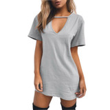 LASPERAL Summer T Shirt Dress 2017 Women Deep V Neck Short Sleeve Sexy Party Dress Casual T-Shirt Solid Dress Vestidos Femininos LASPERAL Summer T Shirt Dress 2017 Women Deep V Neck Short Sleeve Sexy Party Dress Casual T-Shirt Solid Dress Vestidos Femininos