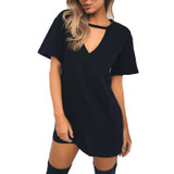 LASPERAL Summer T Shirt Dress 2017 Women Deep V Neck Short Sleeve Sexy Party Dress Casual T-Shirt Solid Dress Vestidos Femininos LASPERAL Summer T Shirt Dress 2017 Women Deep V Neck Short Sleeve Sexy Party Dress Casual T-Shirt Solid Dress Vestidos Femininos