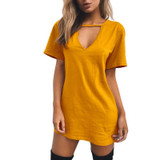 LASPERAL Summer T Shirt Dress 2017 Women Deep V Neck Short Sleeve Sexy Party Dress Casual T-Shirt Solid Dress Vestidos Femininos LASPERAL Summer T Shirt Dress 2017 Women Deep V Neck Short Sleeve Sexy Party Dress Casual T-Shirt Solid Dress Vestidos Femininos