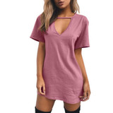 LASPERAL Summer T Shirt Dress 2017 Women Deep V Neck Short Sleeve Sexy Party Dress Casual T-Shirt Solid Dress Vestidos Femininos LASPERAL Summer T Shirt Dress 2017 Women Deep V Neck Short Sleeve Sexy Party Dress Casual T-Shirt Solid Dress Vestidos Femininos