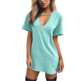 LASPERAL Summer T Shirt Dress 2017 Women Deep V Neck Short Sleeve Sexy Party Dress Casual T-Shirt Solid Dress Vestidos Femininos LASPERAL Summer T Shirt Dress 2017 Women Deep V Neck Short Sleeve Sexy Party Dress Casual T-Shirt Solid Dress Vestidos Femininos