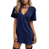 LASPERAL Summer T Shirt Dress 2017 Women Deep V Neck Short Sleeve Sexy Party Dress Casual T-Shirt Solid Dress Vestidos Femininos LASPERAL Summer T Shirt Dress 2017 Women Deep V Neck Short Sleeve Sexy Party Dress Casual T-Shirt Solid Dress Vestidos Femininos