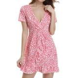 LASPERAL Polka Dot Print Summer Dress Beach Irregularities Sexy Dress Women Deep V Neck Short Sleeve Slim Chiffon Dress Vestidos LASPERAL Polka Dot Print Summer Dress Beach Irregularities Sexy Dress Women Deep V Neck Short Sleeve Slim Chiffon Dress Vestidos