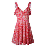 LASPERAL Polka Dot Print Summer Dress Beach Irregularities Sexy Dress Women Deep V Neck Short Sleeve Slim Chiffon Dress Vestidos LASPERAL Polka Dot Print Summer Dress Beach Irregularities Sexy Dress Women Deep V Neck Short Sleeve Slim Chiffon Dress Vestidos