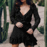 LASPERAL Polka Dot Print Summer Dress Beach Irregularities Sexy Dress Women Deep V Neck Short Sleeve Slim Chiffon Dress Vestidos LASPERAL Polka Dot Print Summer Dress Beach Irregularities Sexy Dress Women Deep V Neck Short Sleeve Slim Chiffon Dress Vestidos