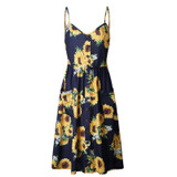 LASPERAL Print Floral Long Boho Style Beach Summer Dress Women 2018 Sundress Sexy V-Neck Sleeveless Strap Maxi Vintage Dresses