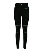 LASPERAL Hot Sale Black White Pencil Pants High Waist Slim Trousers Hollow Out Zipper Casual Spring Pantalones For Femininos 1pc