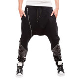 LASPERAL Fitness Trousers Pocket Drawstring Zipper Leather Design Pants 2017 Brand Cotton Casual Harem Pants Men Jogger Pants
